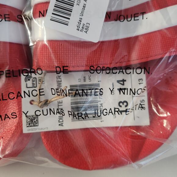 adidas Adilette Shower Slides Men's, Red, Size 13 - Picture 6 of 7